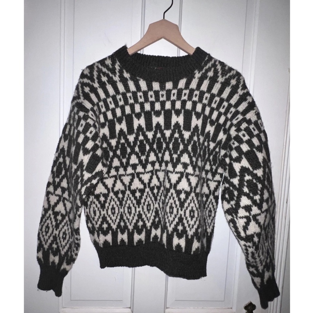 Vintage Alps 100% Pure Wool Mens L Cream FairIsle Nordic Knit excellent M
